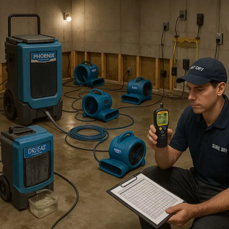 Structural Drying and Dehumidification process in Hudson Oaks, TX